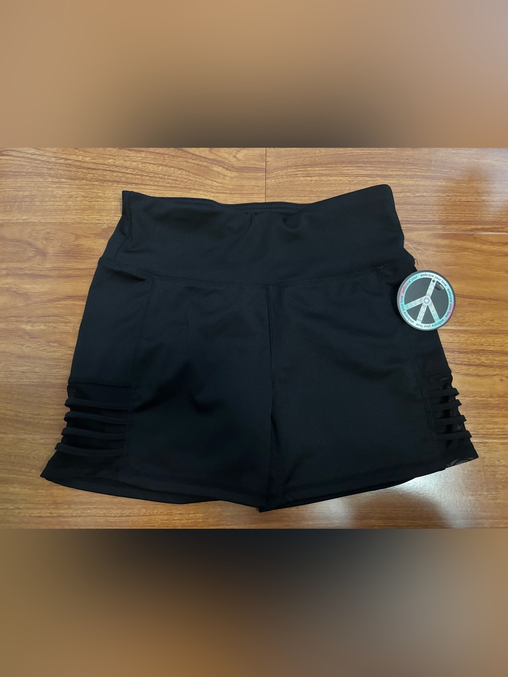 New Embrace Your Love Womens Black High Waisted Athletic Yoga/bike/ Short Size M
